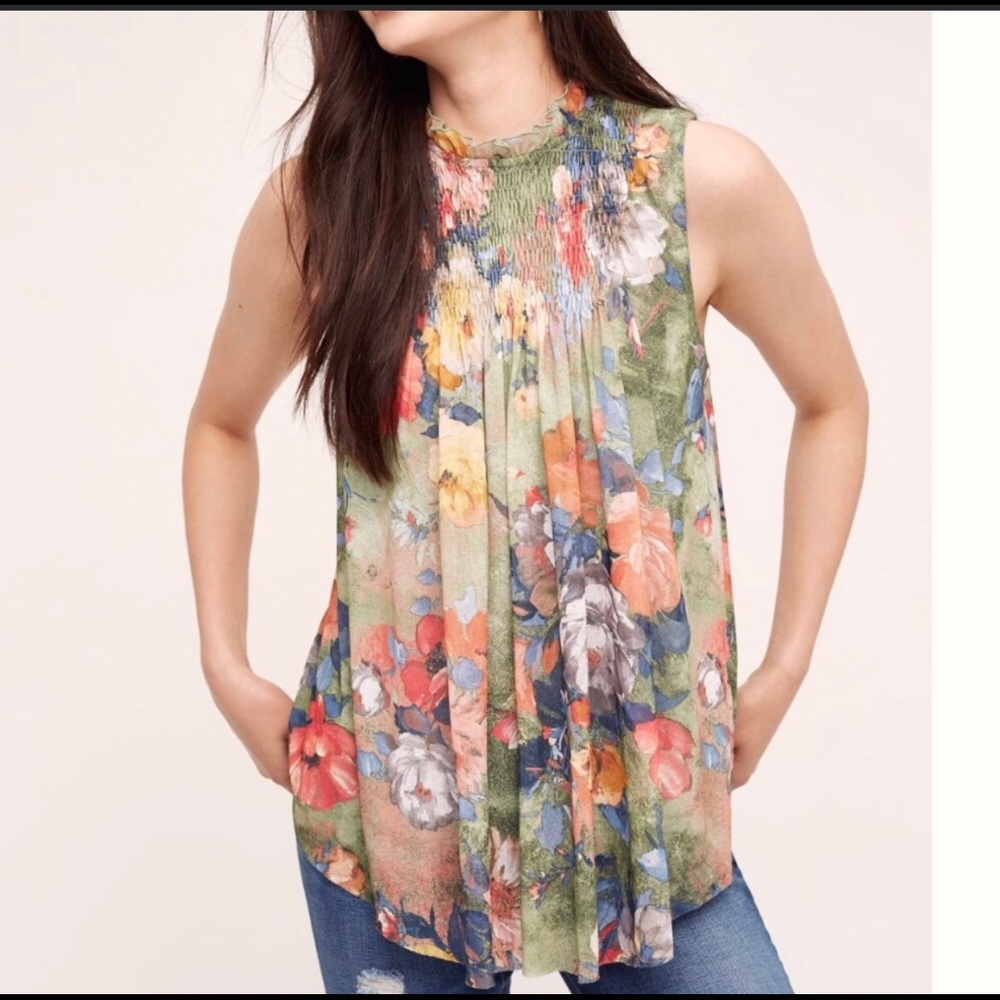 Floral sleeveless anthropology top